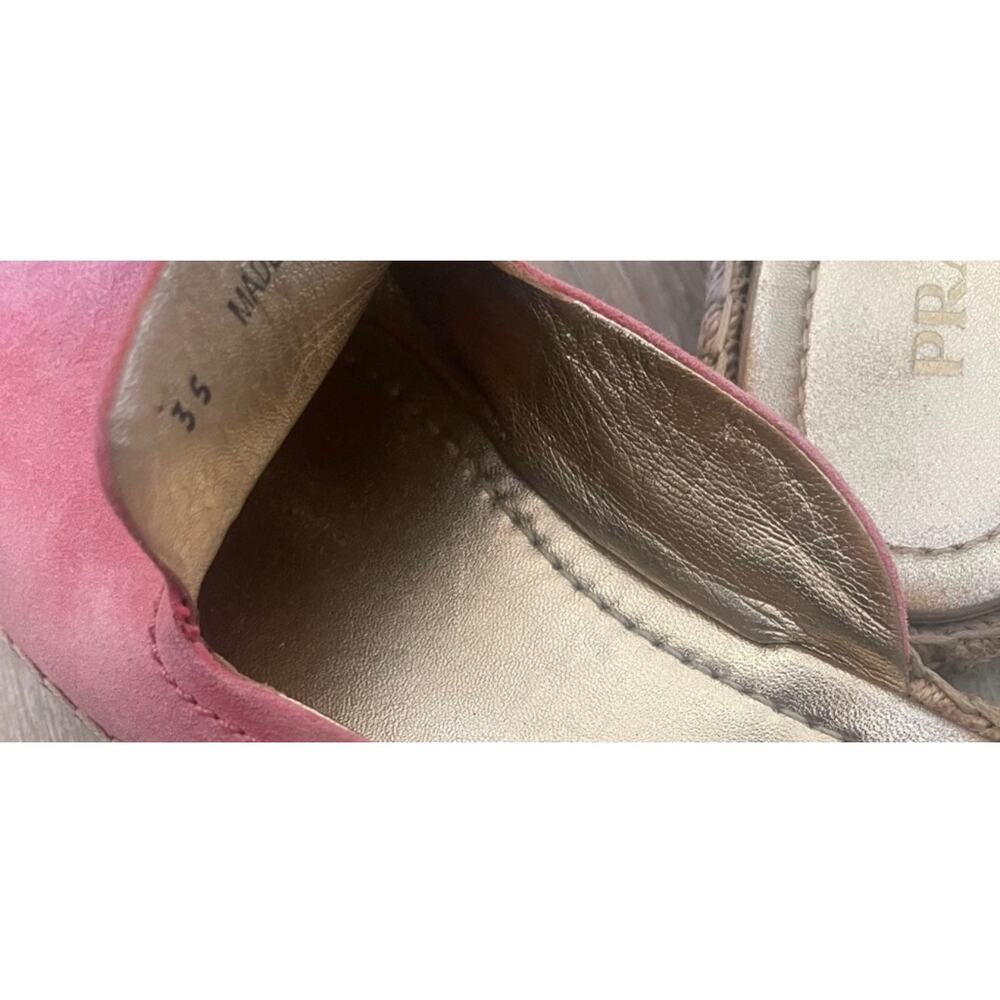 Prada pink suede leather slip on espadrilles size 5 35 - Picture 6 of 7